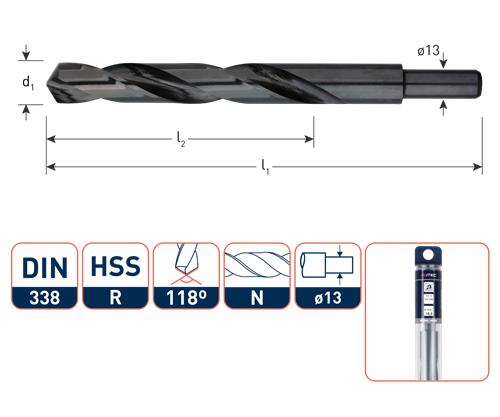 Rotec Spiraalboor din338 hss-r 17.0mm afgedraaid